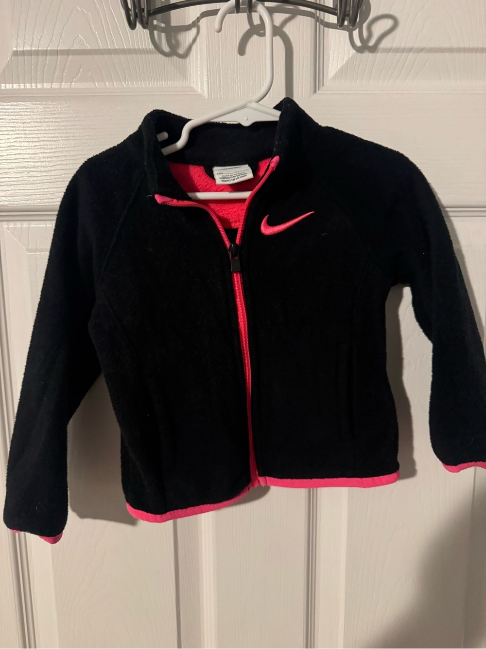 Nike Black Fleece Jacket with Hot Pink Trim and Swoosh
